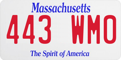 MA license plate 443WM0