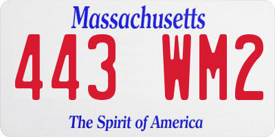 MA license plate 443WM2