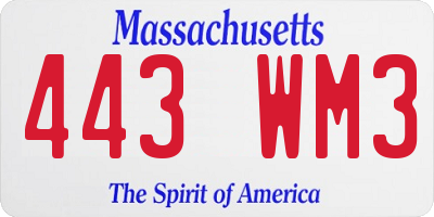 MA license plate 443WM3