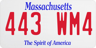 MA license plate 443WM4