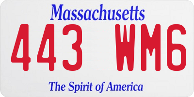 MA license plate 443WM6