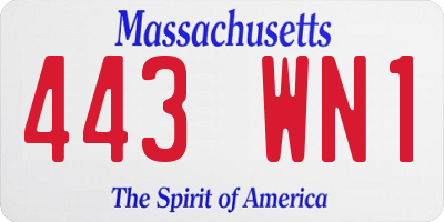 MA license plate 443WN1