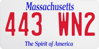MA license plate 443WN2