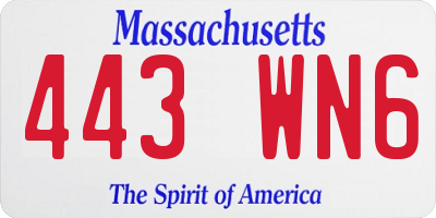 MA license plate 443WN6
