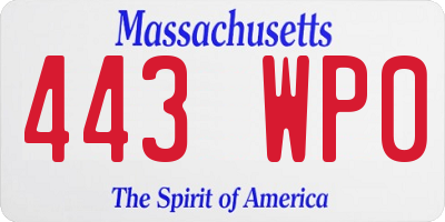 MA license plate 443WP0