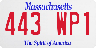 MA license plate 443WP1