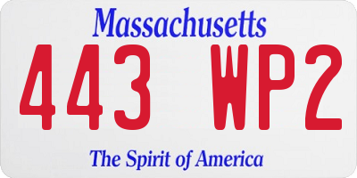 MA license plate 443WP2