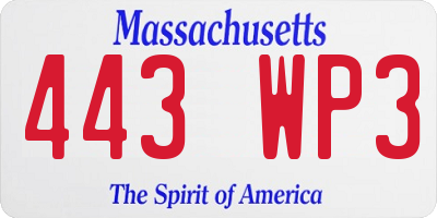 MA license plate 443WP3