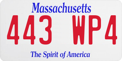 MA license plate 443WP4