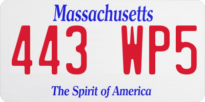 MA license plate 443WP5