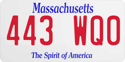 MA license plate 443WQ0