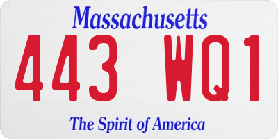 MA license plate 443WQ1