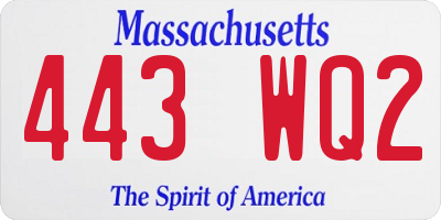 MA license plate 443WQ2