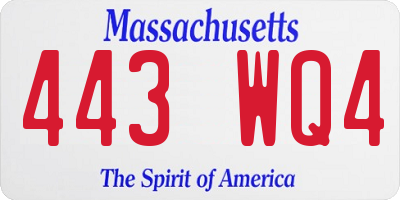 MA license plate 443WQ4