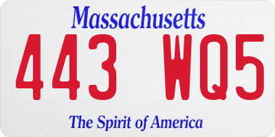 MA license plate 443WQ5