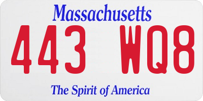 MA license plate 443WQ8