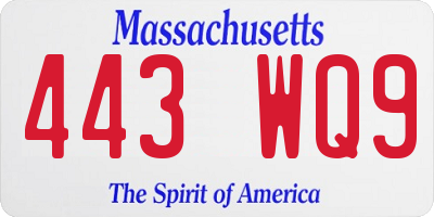 MA license plate 443WQ9