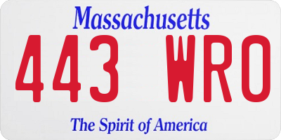 MA license plate 443WR0