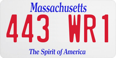 MA license plate 443WR1