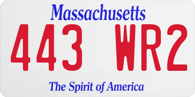 MA license plate 443WR2