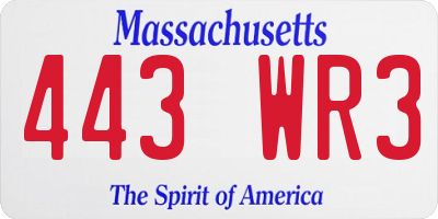 MA license plate 443WR3