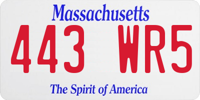 MA license plate 443WR5