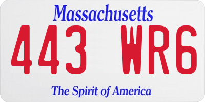 MA license plate 443WR6