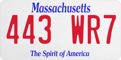 MA license plate 443WR7