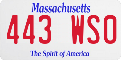 MA license plate 443WS0