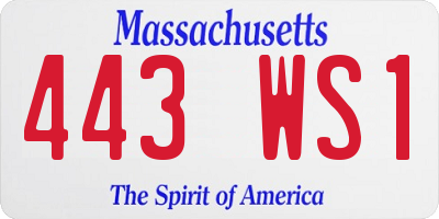 MA license plate 443WS1