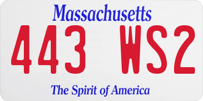MA license plate 443WS2