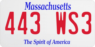 MA license plate 443WS3
