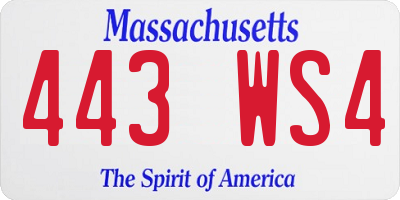 MA license plate 443WS4