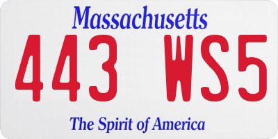 MA license plate 443WS5