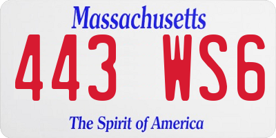 MA license plate 443WS6