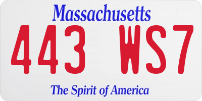 MA license plate 443WS7