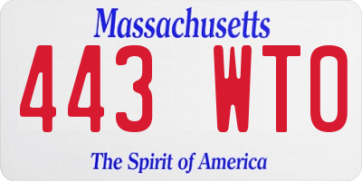 MA license plate 443WT0