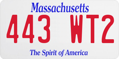 MA license plate 443WT2