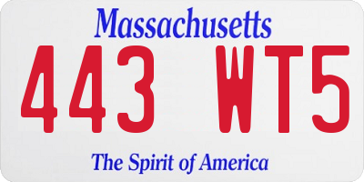 MA license plate 443WT5