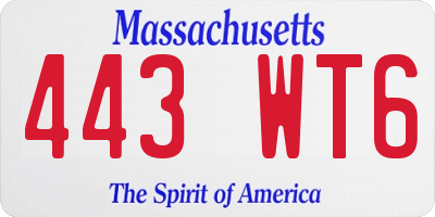 MA license plate 443WT6
