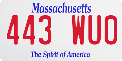MA license plate 443WU0