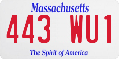 MA license plate 443WU1