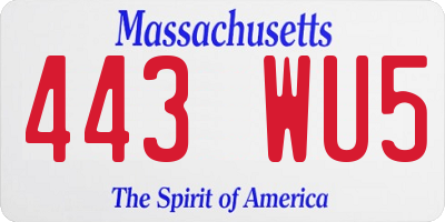 MA license plate 443WU5
