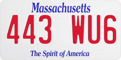 MA license plate 443WU6
