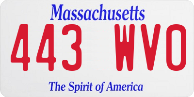 MA license plate 443WV0