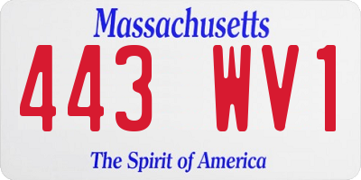 MA license plate 443WV1