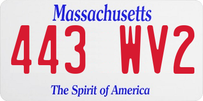 MA license plate 443WV2