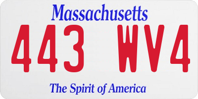 MA license plate 443WV4