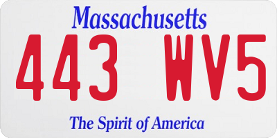 MA license plate 443WV5
