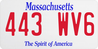 MA license plate 443WV6